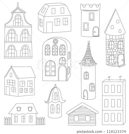 Set of doodle houses Set of doodle houses 118123374
