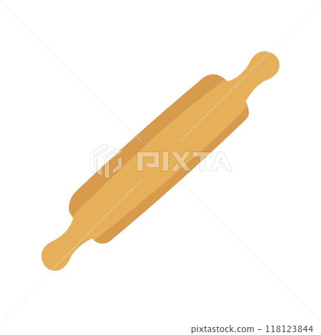 Illustration wooden rolling pin with handles on both ends, used for rolling dough Illustration wooden rolling pin with handles on both ends, used for rolling dough 118123844