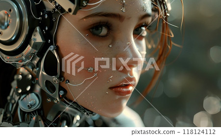 Advanced artificial intelligence female robot from the future 118124112