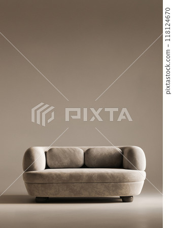 Modern minimalist sofa is designed in elegant neutral tones for any interior decor, 3d rendering 118124670
