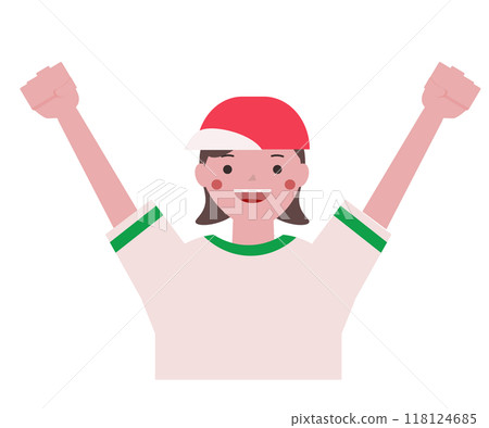 An elementary school girl doing a fist pump at a sports day. Illustration of a sports day/athletic festival. Vector illustration An elementary school girl doing a fist pump at a sports day. Illustration of a sports day/athletic festival. Vector illustration 118124685