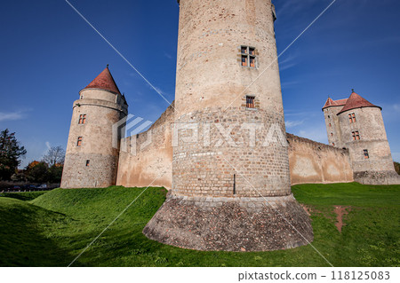 exteriors of castle of Blandy les tours, france exteriors of castle of Blandy les tours, france 118125083