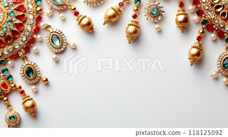 Vibrant Indian Jewelry Celebrating India Independence Day with Traditional Ornaments and Cultural Heritage Vibrant Indian Jewelry Celebrating India Independence Day with Traditional Ornaments and Cultural Heritage 118125092