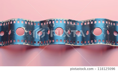 World Photography Day Celebration with Vintage Film Strip on Pastel Pink Background - Perfect for Creative and Artistic Themes 118125096
