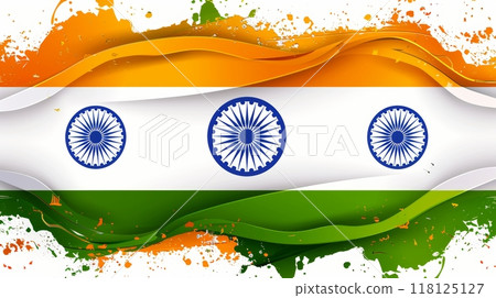 Vibrant Celebration of India Independence Day with Tricolor Flag and Ashoka Chakra Symbol Vibrant Celebration of India Independence Day with Tricolor Flag and Ashoka Chakra Symbol 118125127