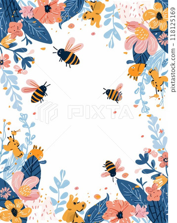 Colorful Back to School Frame Background with Bees and Flowers - Perfect for Educational and Creative Projects Colorful Back to School Frame Background with Bees and Flowers - Perfect for Educational and Creative Projects 118125169