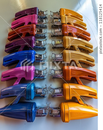 Colorful Back to School Frame Background with Vibrant Stationery Supplies for Educational and Creative Projects 118125414