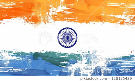 Vibrant Abstract Indian Flag with Ashoka Chakra - Celebrating India's Independence Day with Patriotic Colors Vibrant Abstract Indian Flag with Ashoka Chakra - Celebrating India's Independence Day with Patriotic Colors 118125429