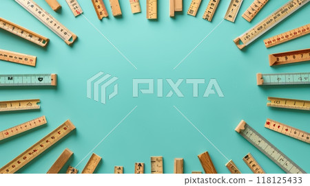 Colorful Border Frame Background with Various Rulers - Back to School Concept for Educational and Creative Projects 118125433