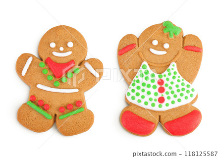 christmas gingerbread cookie isolated on white background 118125587
