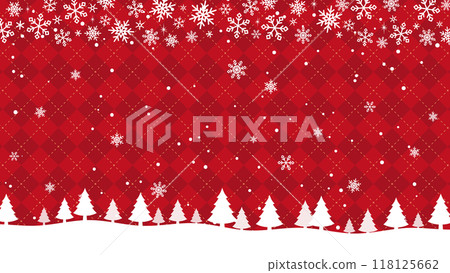 聖誕節背景材質向量與聖誕雪花和紅色背景上的樹 118125662