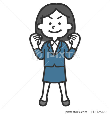 A female office worker posing with both hands A female office worker posing with both hands 118125688