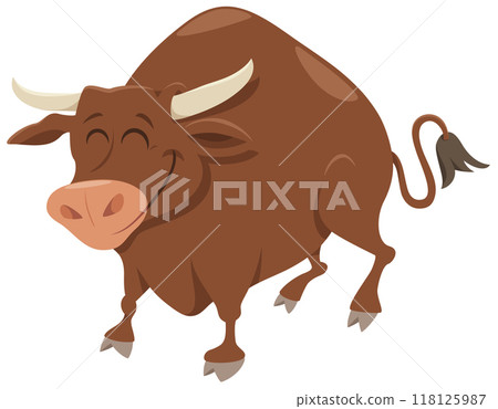 cartoon bull funny farm animal character 118125987