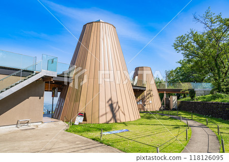 從後面看到的粟山茶草台的風景（靜岡縣） 118126095