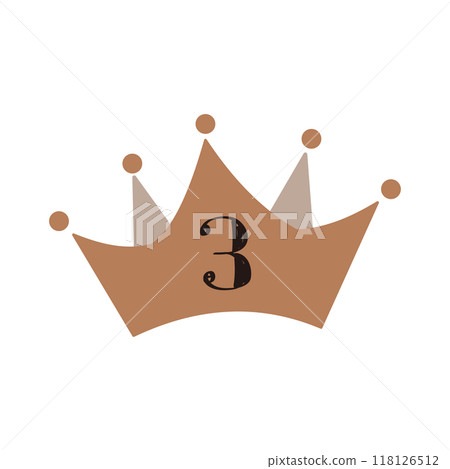 Hand-drawn ranking crown icon, simple design, bronze/3rd place 118126512