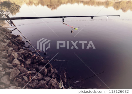 Early morning on the lake, a great place for fishing. Early morning on the lake, a great place for fishing. 118126682