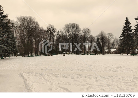 Park in winter Vinnitsa. Central fountain. European Square, Vinnitsa 118126709
