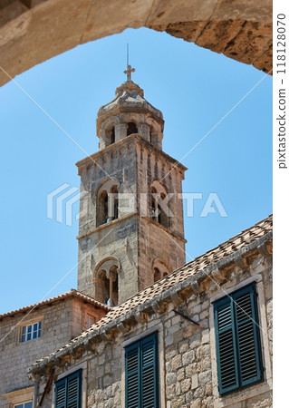 Stone bell tower in Dubrovnik, Croatia 118128070