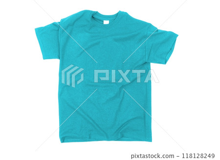 Light blue T-shirt blank white background Light blue T-shirt blank white background 118128249
