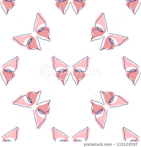 Line art butterfly illustrations Minimalist trendy abstract seamless pattern. Modern vector template for design Line art butterfly illustrations Minimalist trendy abstract seamless pattern. Modern vector template for design 118128597