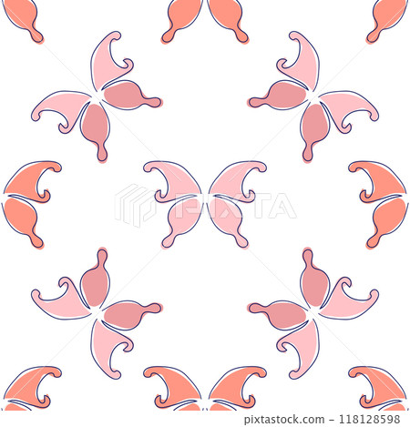 Line art butterfly illustrations Minimalist trendy abstract seamless pattern. Modern vector template for design Line art butterfly illustrations Minimalist trendy abstract seamless pattern. Modern vector template for design 118128598