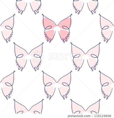 Line art butterfly illustrations Minimalist trendy abstract seamless pattern. Modern vector template for design 118128606