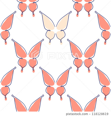 Line art butterfly illustrations Minimalist trendy abstract seamless pattern. Modern vector template for design Line art butterfly illustrations Minimalist trendy abstract seamless pattern. Modern vector template for design 118128619