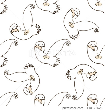 Woman face Continuous line seamless pattern. Abstract Female portrait with Butterfly. Drawing vector Wallpaper Woman face Continuous line seamless pattern. Abstract Female portrait with Butterfly. Drawing vector Wallpaper 118128623