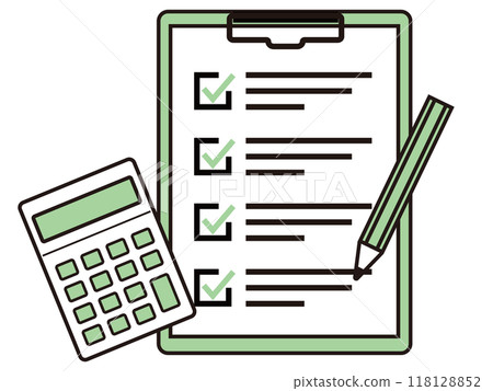 Documents and binders with checklists 118128852