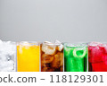 Soft drinks and fruit juice mixed with soda high in sugar have a negative effect on physical health 118129301