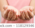 Hands and palms asking for opportunities to give and receive charity donations 118129346
