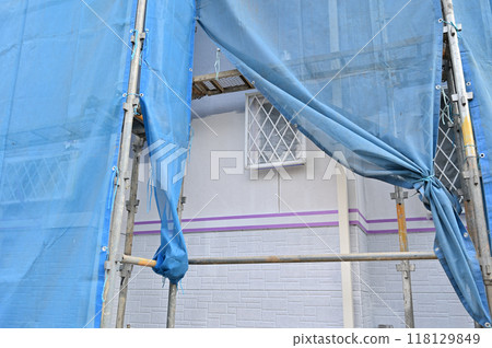 外牆粉刷工程、壁板、屋頂粉刷、鷹架、房屋 外牆粉刷工程、壁板、屋頂粉刷、鷹架、房屋 118129849