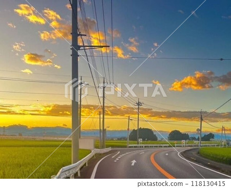 Roads dyed in the sunset: Japanese countryside Roads dyed in the sunset: Japanese countryside 118130415