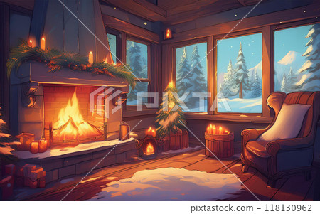 Room with fireplace Room with fireplace 118130962