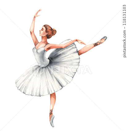 Watercolor ballerina dancing 118131103
