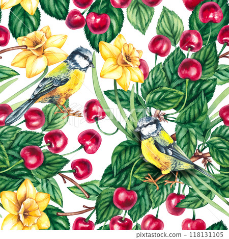 Watercolor botanical pattern 118131105