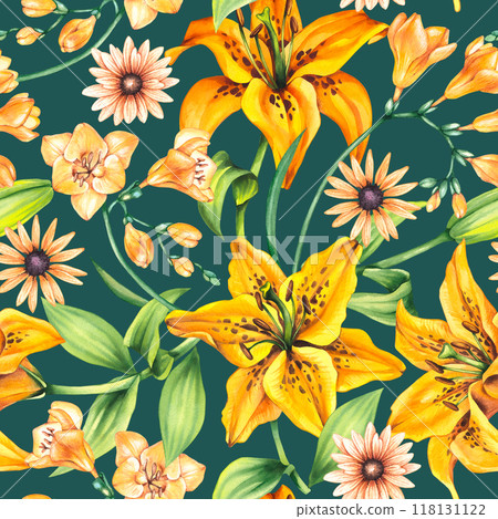 Watercolor botanical pattern Watercolor botanical pattern 118131122