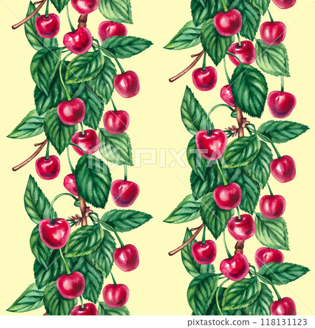 Watercolor cherry berries pattern 118131123