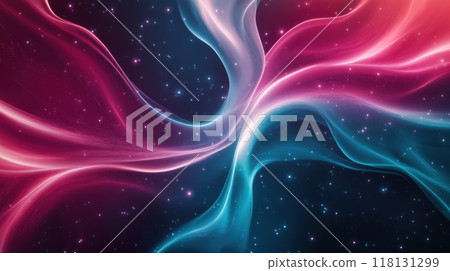 A beautiful abstract painting of a swirling blue and red color, AI 118131299