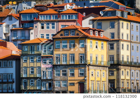 View of Portuguese colorful houses in Porto city, Portugal 118132300