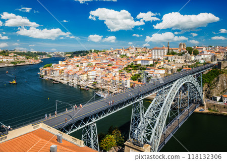 View of Porto city, Portugal, on sunset 118132306