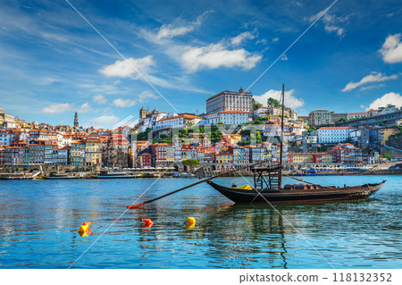 View of Porto city over Douro river. Porto, Vila Nova de Gaia, Portugal 118132352