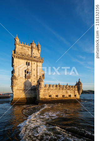 Belem Tower on the bank of the Tagus River on sunset. Lisbon, Portugal 118132356