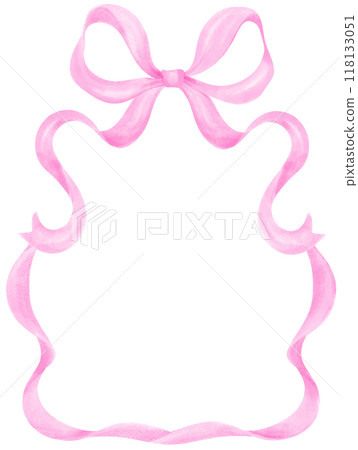 Coquette Frame Pink ribbon bow watercolor vertical 118133051