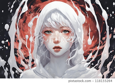 一個被白色液體覆蓋的女孩的插圖 一個被白色液體覆蓋的女孩的插圖 118133264