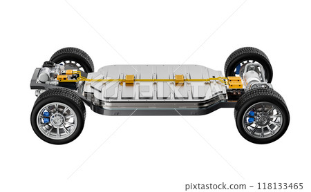 Ev car or electric vehicle with battery pouch cells isolated 118133465