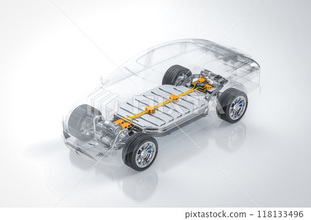 Ev car or electric vehicle with battery pouch cells 118133496