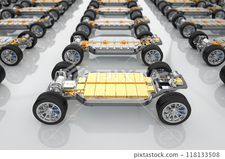 Ev car or electric vehicle with golden battery pouch cells Ev car or electric vehicle with golden battery pouch cells 118133508