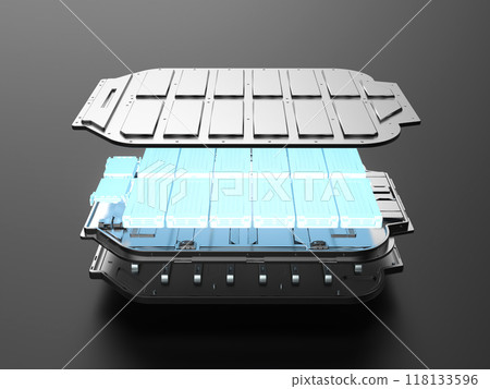 Cutaway ev battery module with glow 118133596
