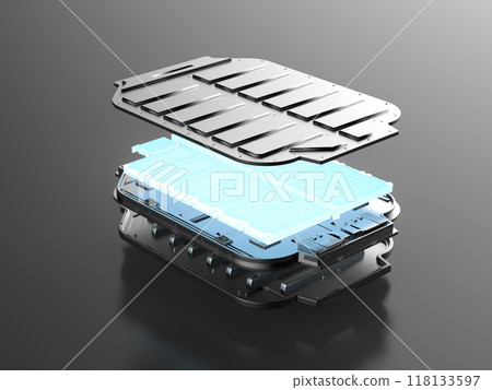 Cutaway ev battery module with glow 118133597